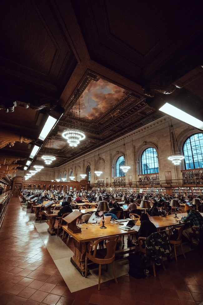 People studying in a grand law library, symbolizing understanding of Colorado criminal penalties and court procedures.