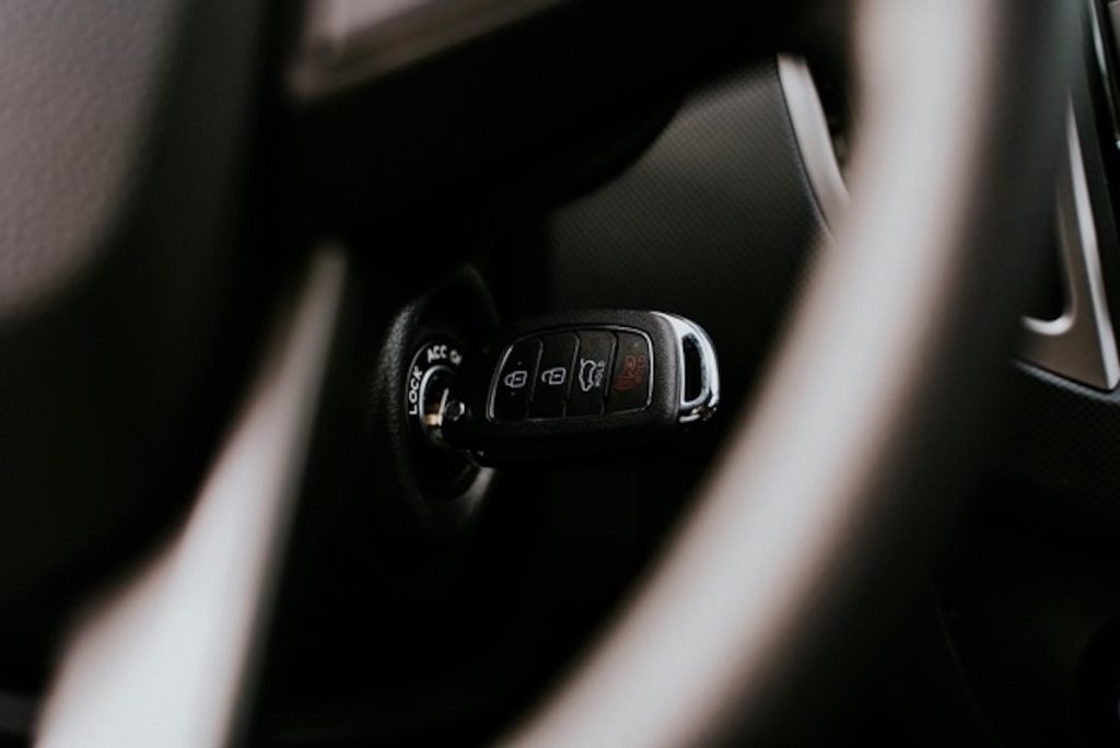 Close-up of a car key in ignition, representing ignition interlock and driving-without-interlock cases in Colorado.