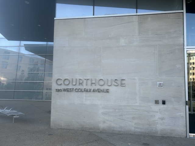 Lindsey Flanigan Courthouse sign in Denver, Colorado, where Driving Under Restraint cases are heard